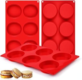 Muffin Top Pan, Silicone Egg Molds for Breakfast Sandwiches 3 Inch Round Silicone Baking Molds for Baking English Muffins, Whoopie Pies, Corn Bre