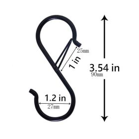 Hanging Heavy Duty S Hooks Safety Buckle Design Bathroom Cupboard Clothing Towel Hanger Hook Kitchen Cups Spatula Opener Scissor (Color: Black, size: 8pcs)