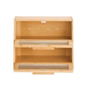 VEVOR Double Layer Bread Box for Kitchen Counter, Large Capacity Bamboo Bread Storage Container, Farmhouse Wooden Breadbox for Homemade Bread (Color: Burlywood, Number of Layers: Double-deck)